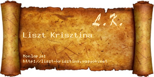 Liszt Krisztina névjegykártya